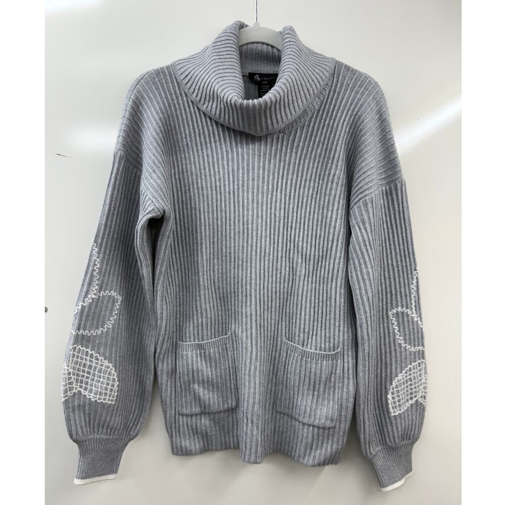Alison‎ Sheri Ribbed Knit Sweater Medium Pullover Embroidery Classic Graceful